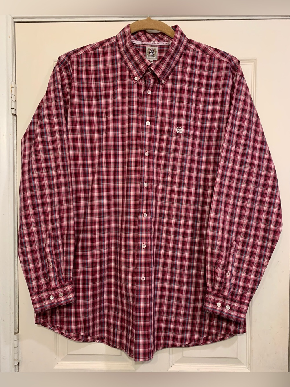 Cinch Men’s Classic Fit Long Sleeve Pink Fuchsia Western Dress XXL Shirt.   3430